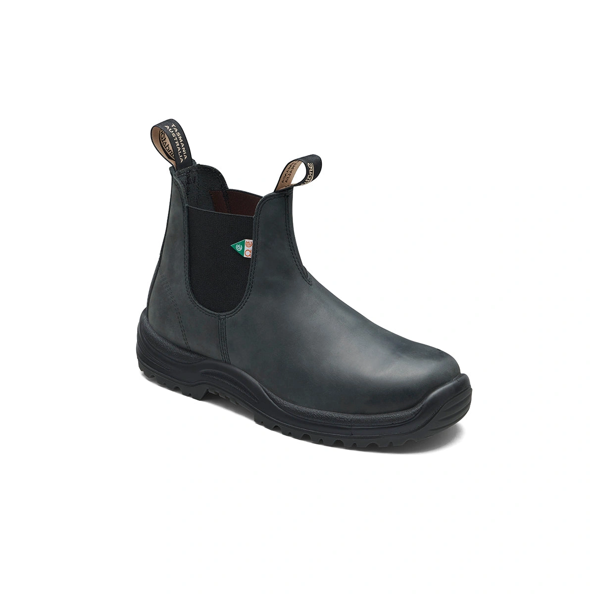 Blundstone 181 : Bottines de travail robustes, cuir noir rustique, sécurité garantie.